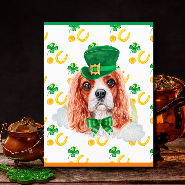 Cavalier King Dog Shamrock St. Patricks Day Holiday Postcard (Creator Uploaded)