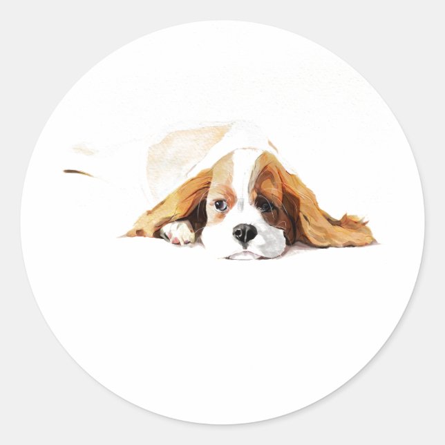 Cavalier King Dog Sticker, Cute Gift Classic Round Sticker (Front)
