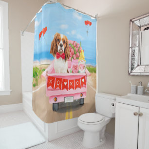 Cavalier King Dog Valentine's Day Truck Hearts