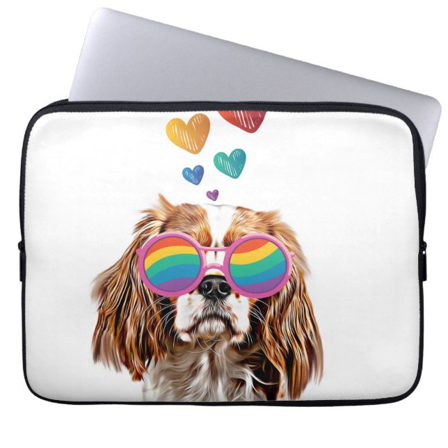Cavalier King Dog with Hearts Valentine's Day Laptop Sleeve (Front)