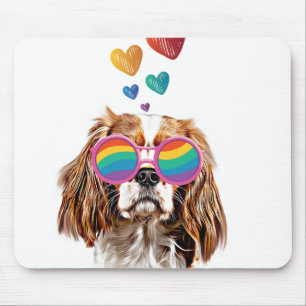 Cavalier King Dog with Hearts Valentine's Day Mouse Pad