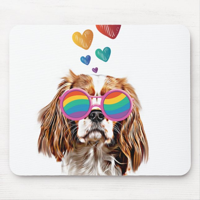 Cavalier King Dog with Hearts Valentine's Day Mouse Pad (Front)