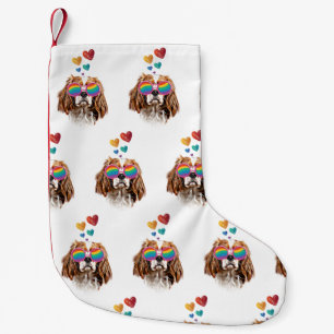 Cavalier King Dog with Hearts Valentine's Day  Small Christmas Stocking