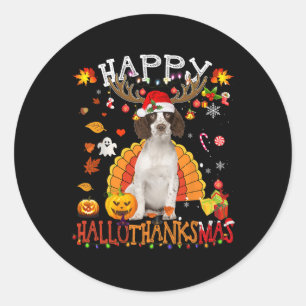 Cavalier King Halloween Christmas Dog Happy Hallot Classic Round Sticker