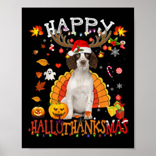 Cavalier King Halloween Christmas Dog Happy Hallot Poster