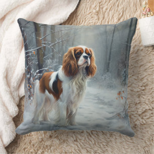 Cavalier King Let It Snow Christmas Brushed  Throw Pillow
