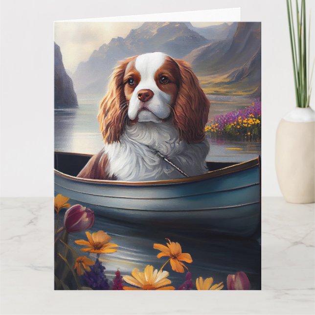 Cavalier King on a Paddle: A Scenic Adventure Card (Front)
