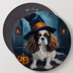 Cavalier King Pumpkins Halloween Scary 6 Inch Round Button