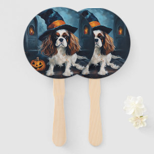 Cavalier King Pumpkins Halloween Scary Hand Fan