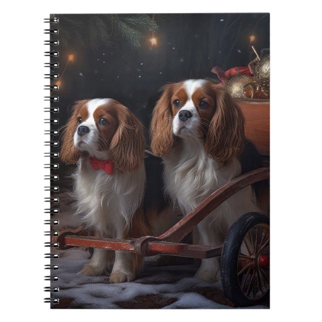 Cavalier King Snowy Sleigh Christmas Decor   Notebook (Front)