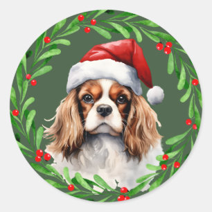 Cavalier King Spaniel Christmas Dog Mailing  Classic Round Sticker