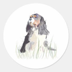 Cavalier King Watercolor  Classic Round Sticker