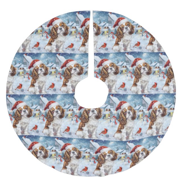 Cavalier King Winter Wonderland Christmas Joy Brushed Polyester Tree Skirt (Front)