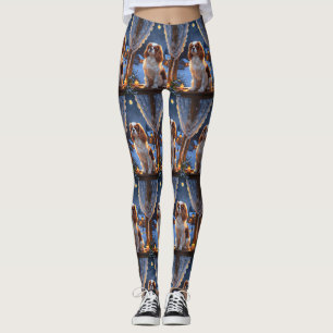 Cavalier King with Christmas Lights Holiday Leggings