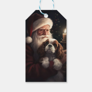 Cavalier King With Santa Claus Festive Christmas Gift Tags