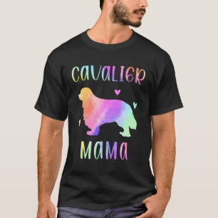 Cavalier Mama Cavie Mom Rainbow Watercolor T-Shirt