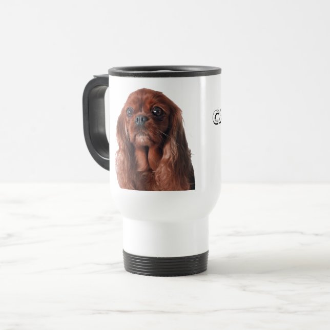 Cavalier MOM - Ruby Cavalier King Charles Spaniel Travel Mug (Front Left)