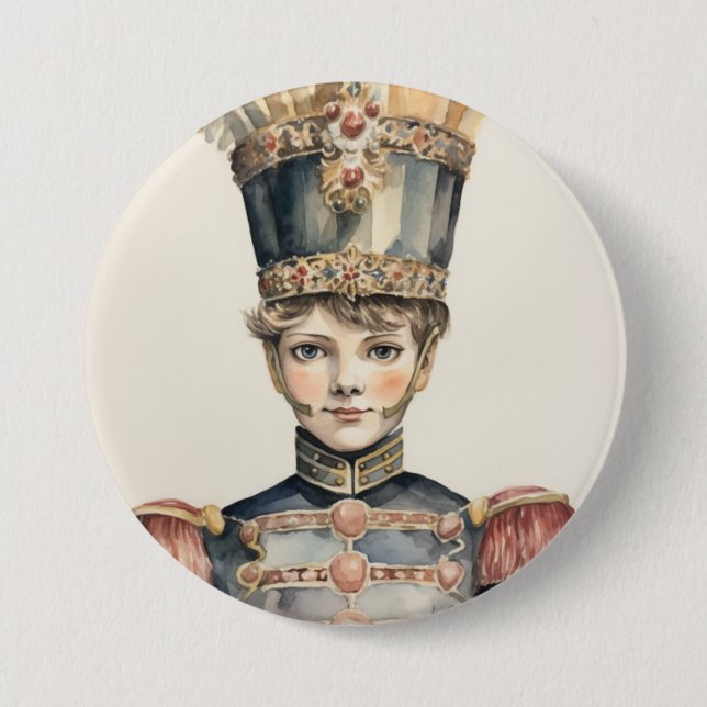 Cavalier, Nutcracker Prince Noble Cavalier in Red 3 Inch Round Button (Front)
