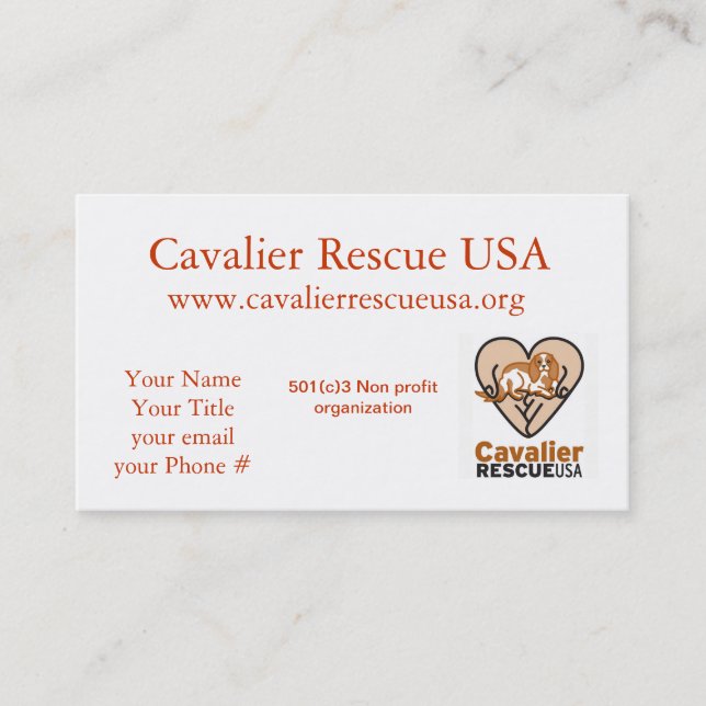 Cavalier Rescue dogs outside Business Card (Front)
