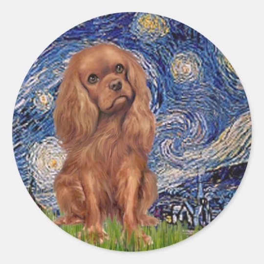 Cavalier (Ruby7) - Starry Night Classic Round Sticker
