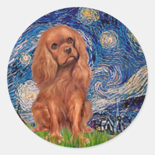 Cavalier (Ruby7) - Starry Night Classic Round Sticker