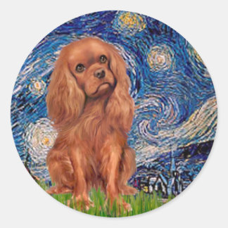Cavalier (Ruby7) - Starry Night Classic Round Sticker
