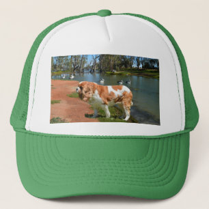 Cavalier Spaniel And Pelicans, Trucker Hat