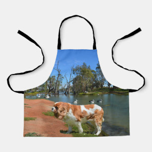 Cavalier Spaniel At River, Kids Full Print Apron