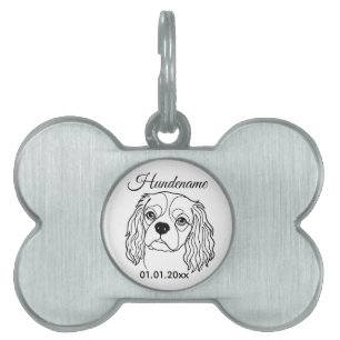 Cavalier Spaniel Line Art Personalized Tag