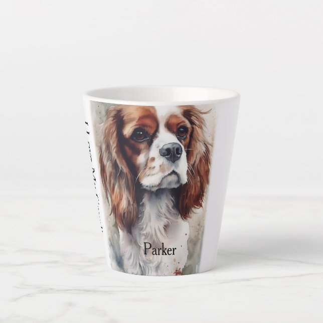 Cavalier Spaniel Moder Watercolor Portrait Cup (Front)