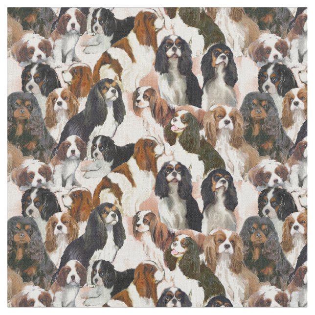 Cavalier Spaniel Mural Fabric (Close Up)