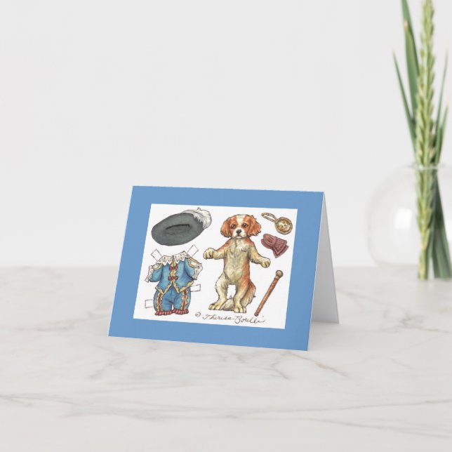Cavalier spaniel paper doll note card (Front)