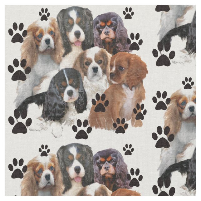Cavalier Spaniels group portrait Fabric (Close Up)