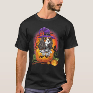 Cavalier Witch Pumpkin Halloween Dog Lover Costume T-Shirt