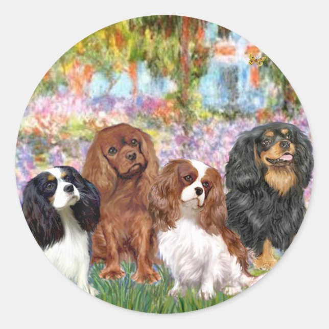 Cavaliers (4) - in Monet's Garden Classic Round Sticker (Front)