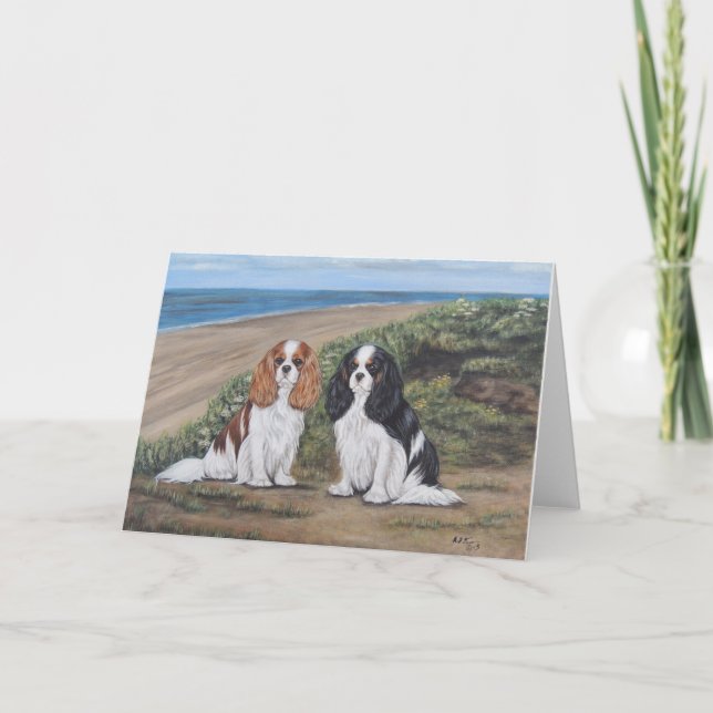 Cavaliers à la carte de voeux de plage (Devant)