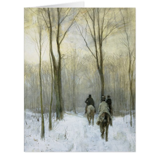Cavaliers dans la neige dans le bois de Haagse, (Devant)