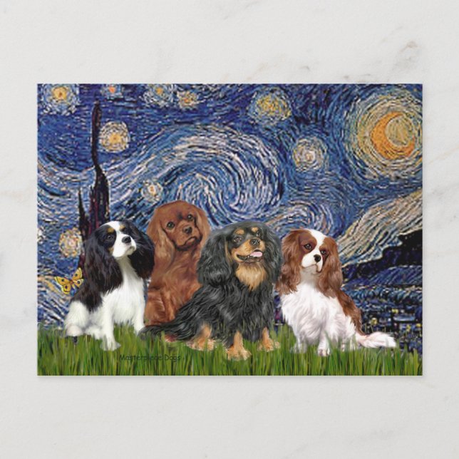 Cavaliers (four) - Starry Night Postcard (Front)