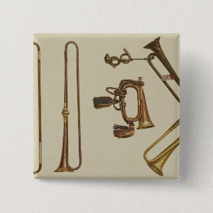 Cavalry trumpet, a bugle, a gilt trumpet made by J 2 Inch Square Button