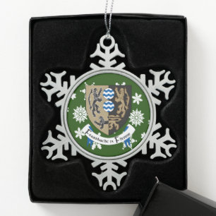 Cavan Ireland Crest Irish Snowflake Pewter Christmas Ornament
