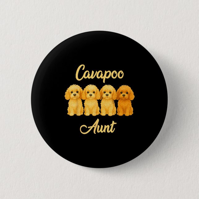 Cavao Aunt Cute Dog Lover Gift Funny Women Puppy O 2 Inch Round Button (Front)