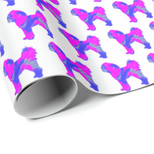 Cavapoo Breed Dog Silhouette P&B White Gift Wrapping Paper