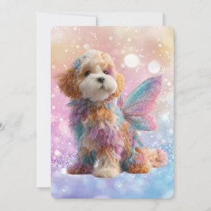 Cavapoo Cavoodle Angel Fairy Birthday Invitation