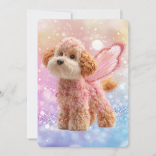Cavapoo Cavoodle Angel Fairy Birthday Invitation