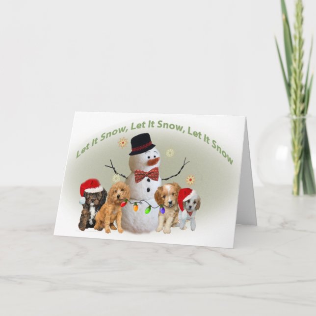 Cavapoo  Christmas Cards Let It Snow (Front)