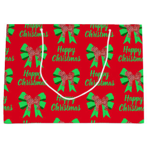 Cavapoo Christmas Dog & Green Bow Large Gift Bag