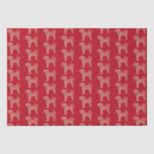 Cavapoo Cute Christmas Dog Silhouette Red Tissue Paper