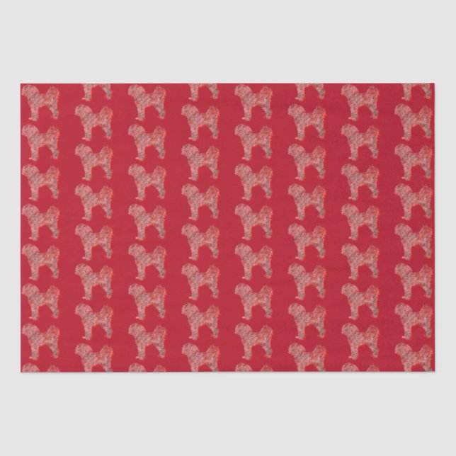Cavapoo Cute Christmas Dog Silhouette Red Tissue Paper (Front)