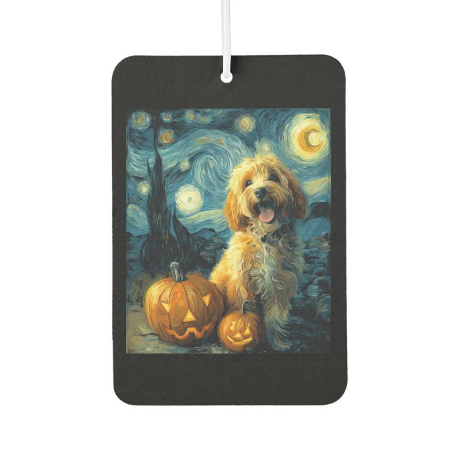 Cavapoo Cute Dog Halloween Jack O Lantern Pumpkin  Air Freshener (Front)