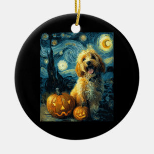 Cavapoo Cute Dog Halloween Jack O Lantern Pumpkin  Ceramic Ornament